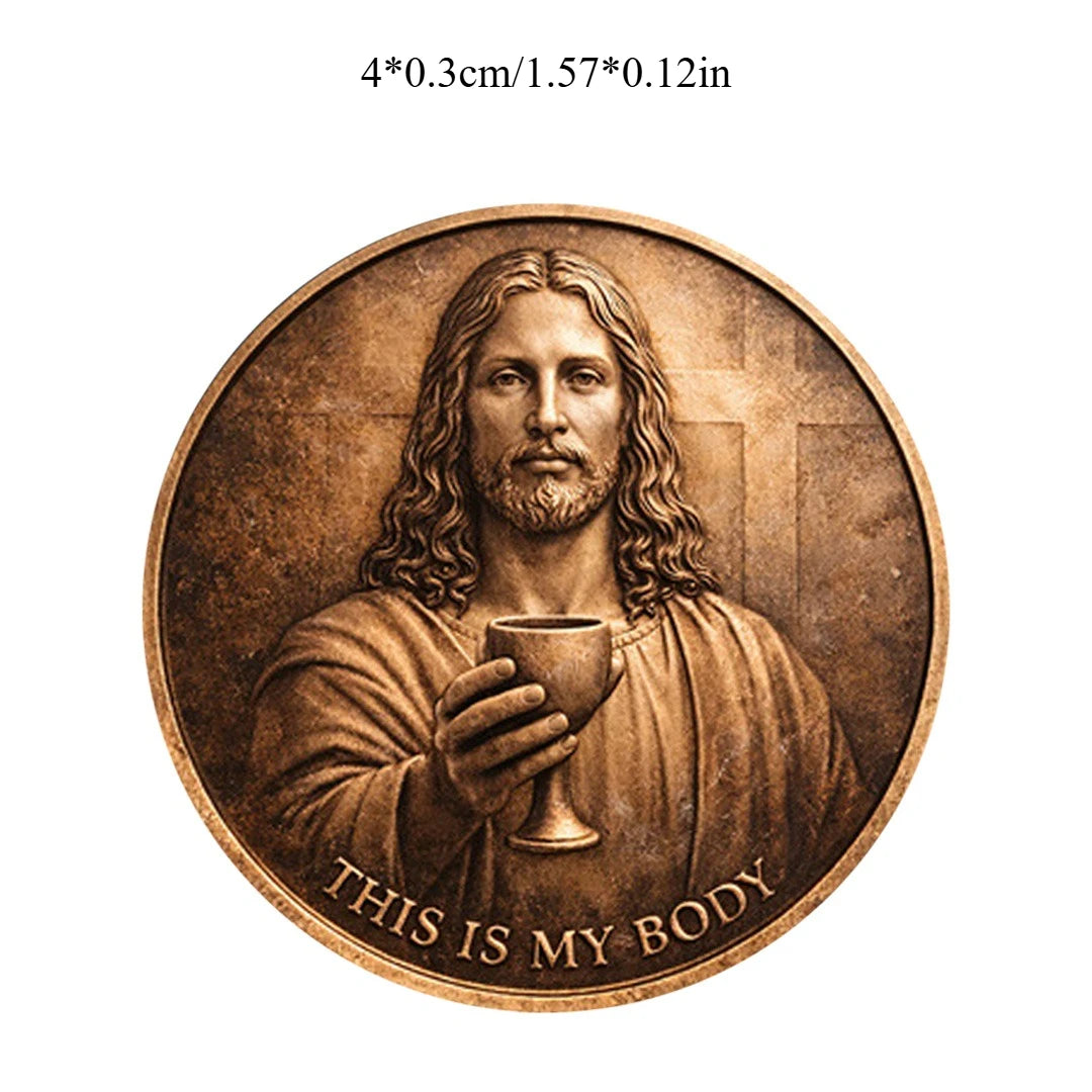 Moeda Comemorativa Banhada a Bronze da Última Ceia: O Corpo de Cristo, um Souvenir Atemporal de Jesus