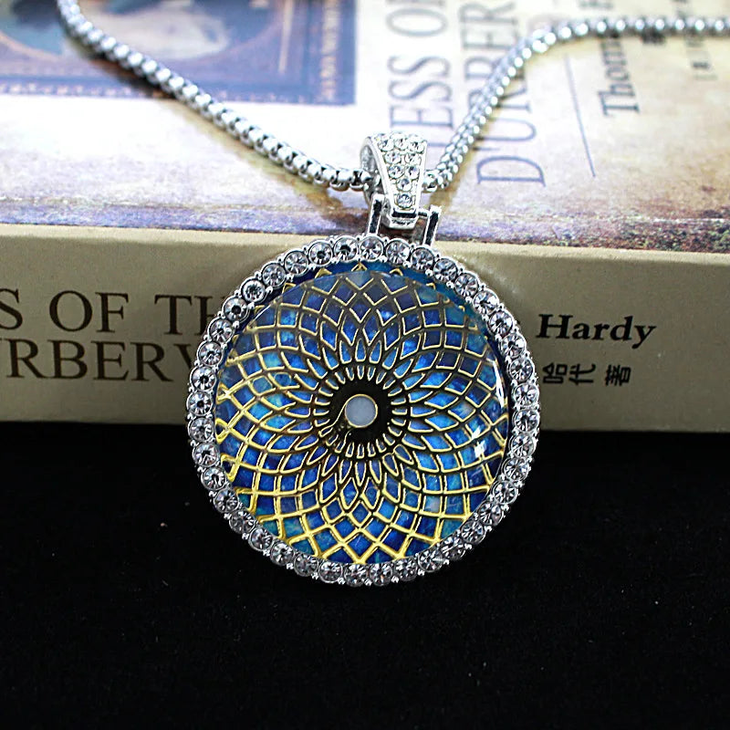 COLAR MANDALA AZUL COM ZIRCÔNIAS