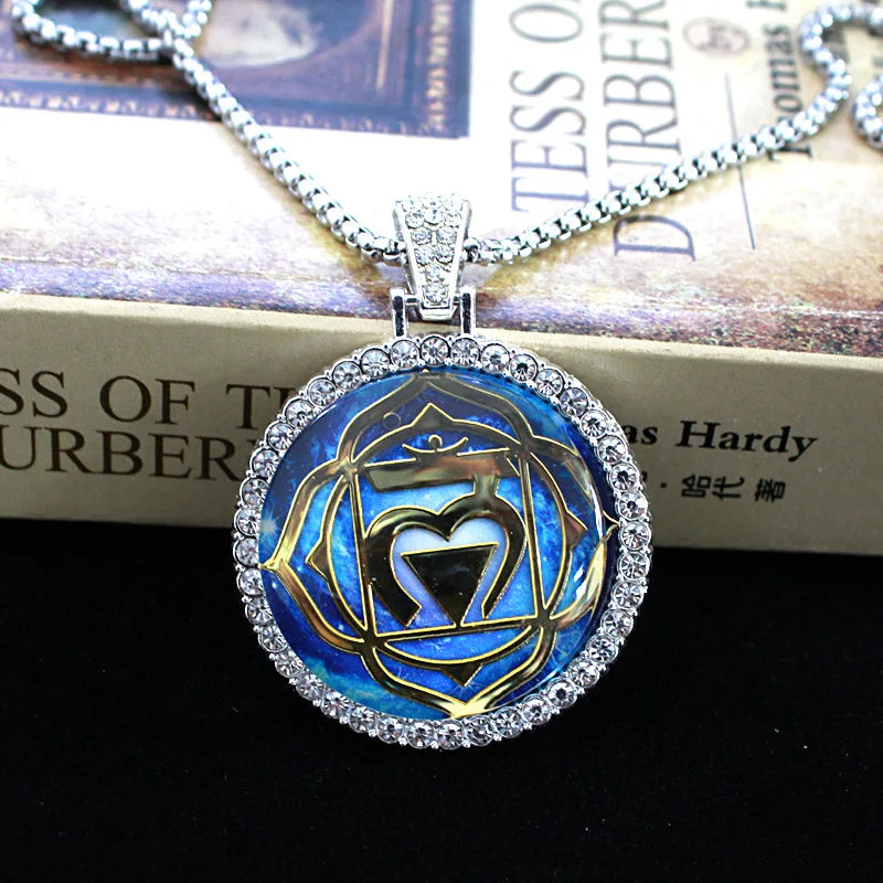 COLAR MANDALA AZUL COM ZIRCÔNIAS
