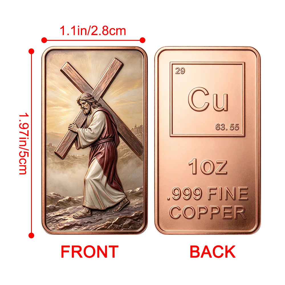 BARRA COLECIONÁVEL DE JESUS EM COBRE – CINCO IMAGENS DE FÉ
