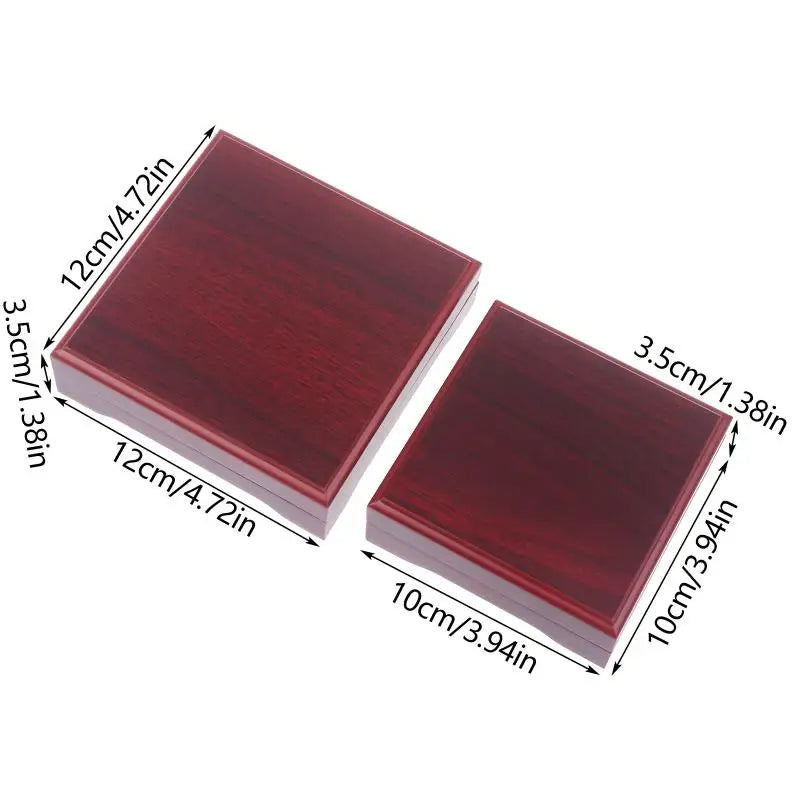 ESTOJO DE MADEIRA PARA MOEDA COM INTERIOR VERMELHO – 10 OU 12 CM