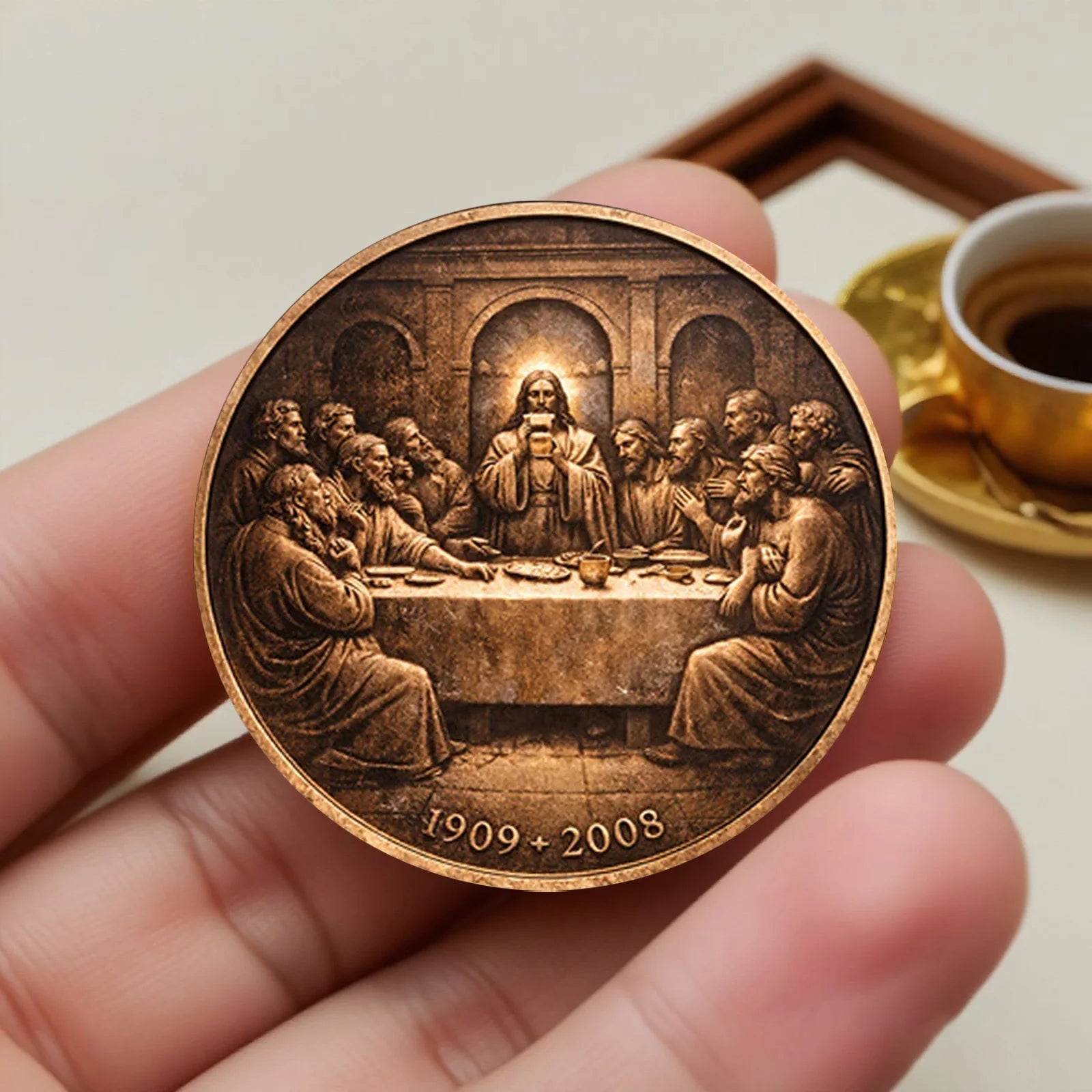 Moeda Comemorativa Banhada a Bronze da Última Ceia: O Corpo de Cristo, um Souvenir Atemporal de Jesus