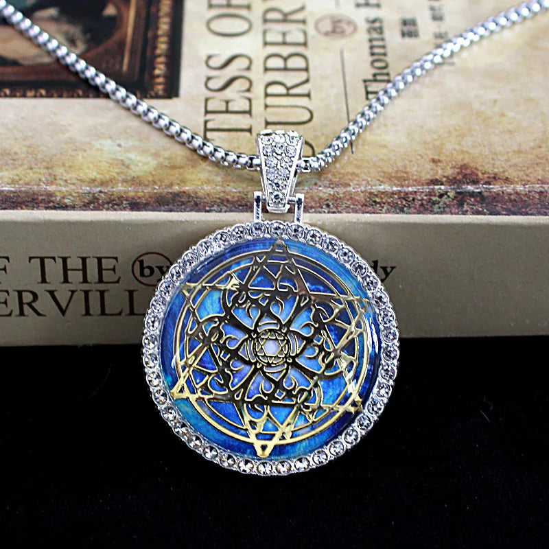 COLAR MANDALA AZUL COM ZIRCÔNIAS