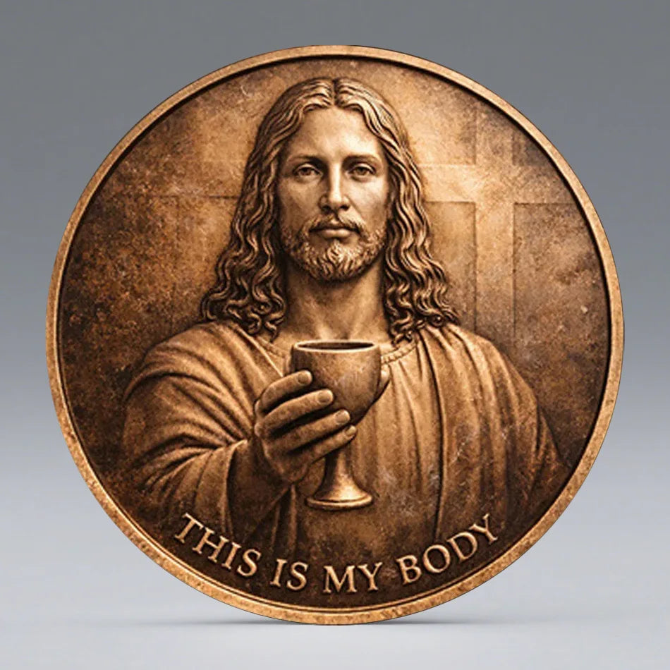 Moeda Comemorativa Banhada a Bronze da Última Ceia: O Corpo de Cristo, um Souvenir Atemporal de Jesus