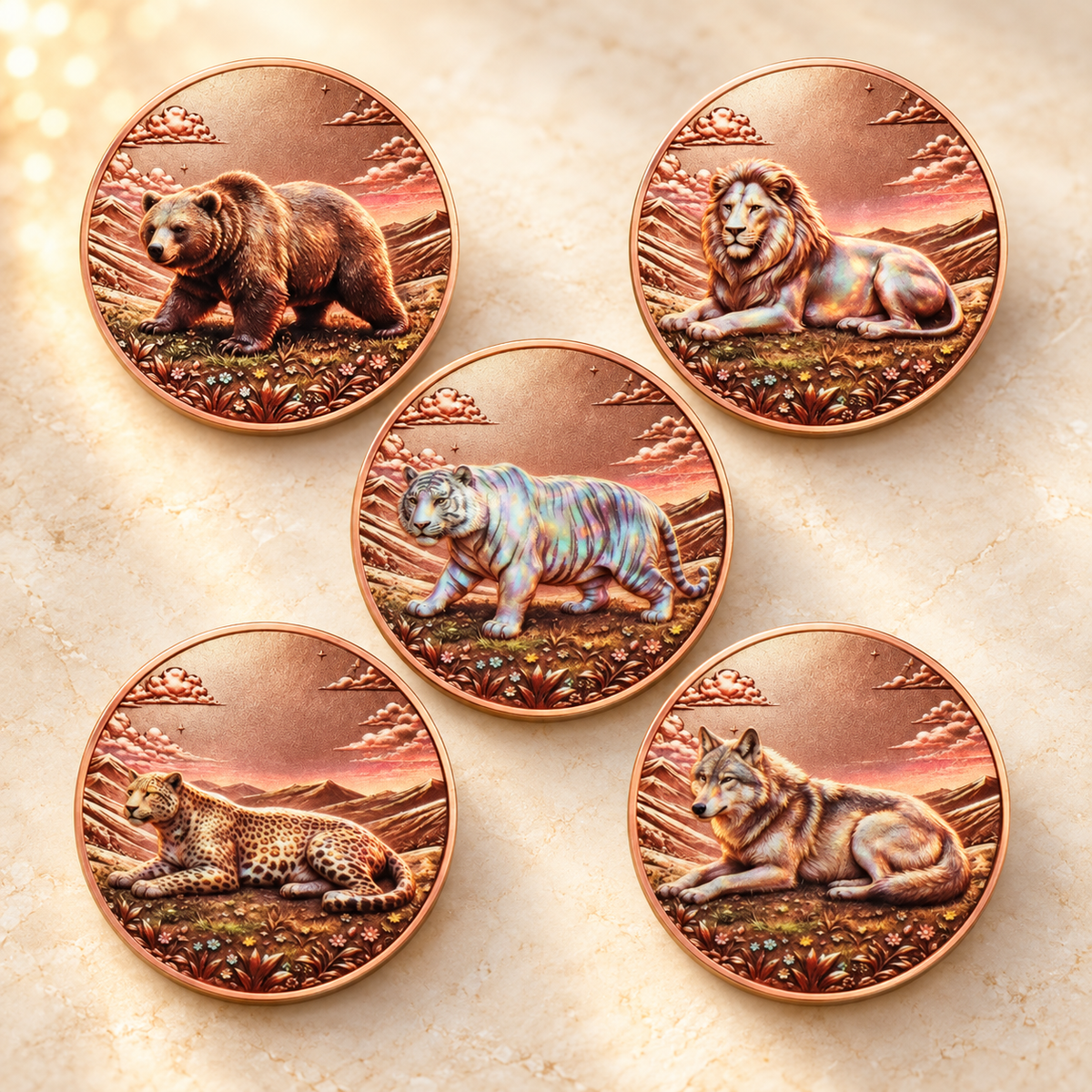 MOEDA ANIMAIS SELVAGENS — PRESENÇA DA NATUREZA — cenário dourado AURA555