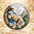MOEDA BÍBLICA ISAÍAS 46:4 – EU O SUSTENTAREI E O RESGATAREI. JESUS E O CORDEIRO — cenário dourado AURA555