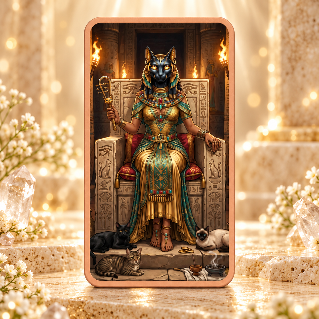 BARRA COLECIONÁVEL BASTET EM COBRE 999 – DEUSA GATA DO EGITO, DUPLA FACE, 1 OZ — cenário dourado AURA555