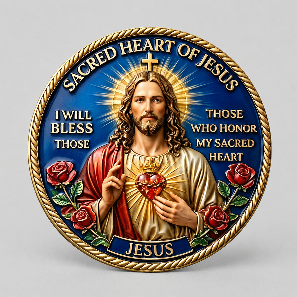 MOEDA DO SAGRADO CORAÇÃO DE JESUS – AMOR, MISERICÓRDIA E DEVOÇÃO. SALVAI NOSSAS ALMAS